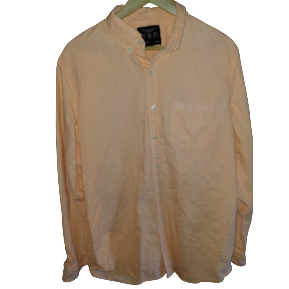 American Eagle Outfitters Men XLT Slim Fit Oxford Button Down Shirt Peach Orange